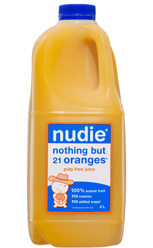 nudie nothing but pulp free orange juice 2L